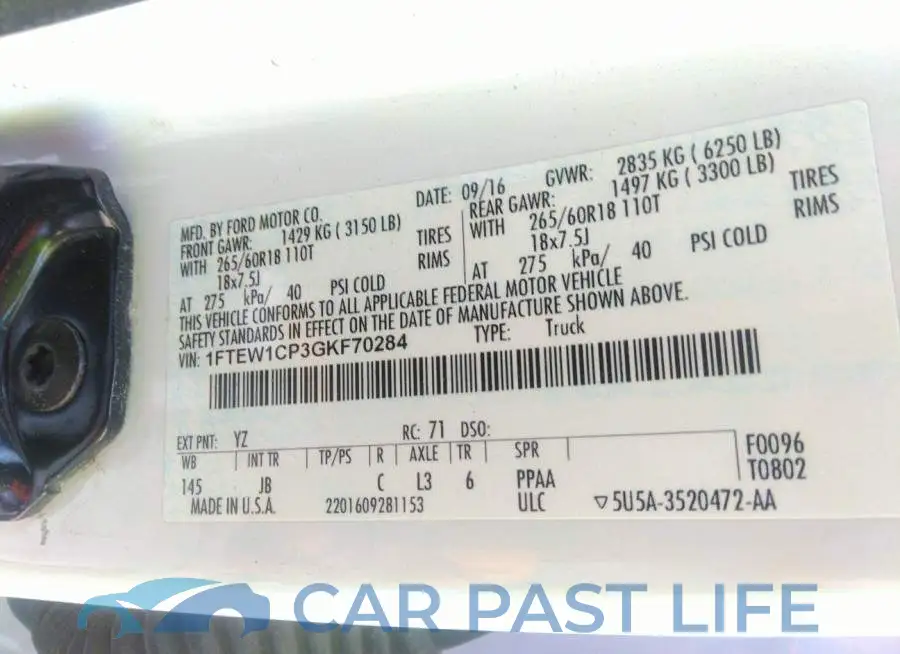 1FTEW1CP3GKF70284# 9