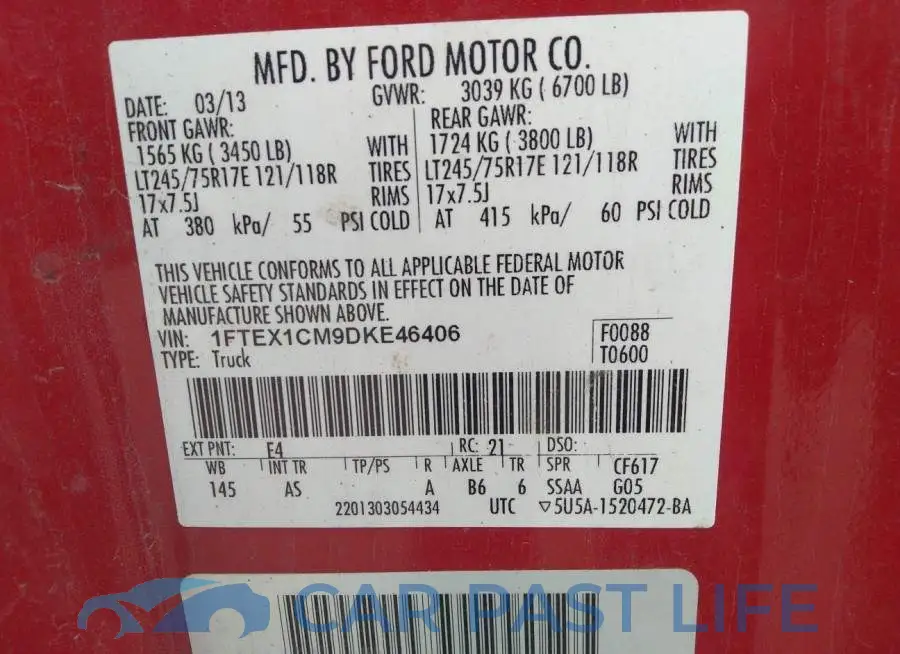 1FTEX1CM9DKE46406# 9