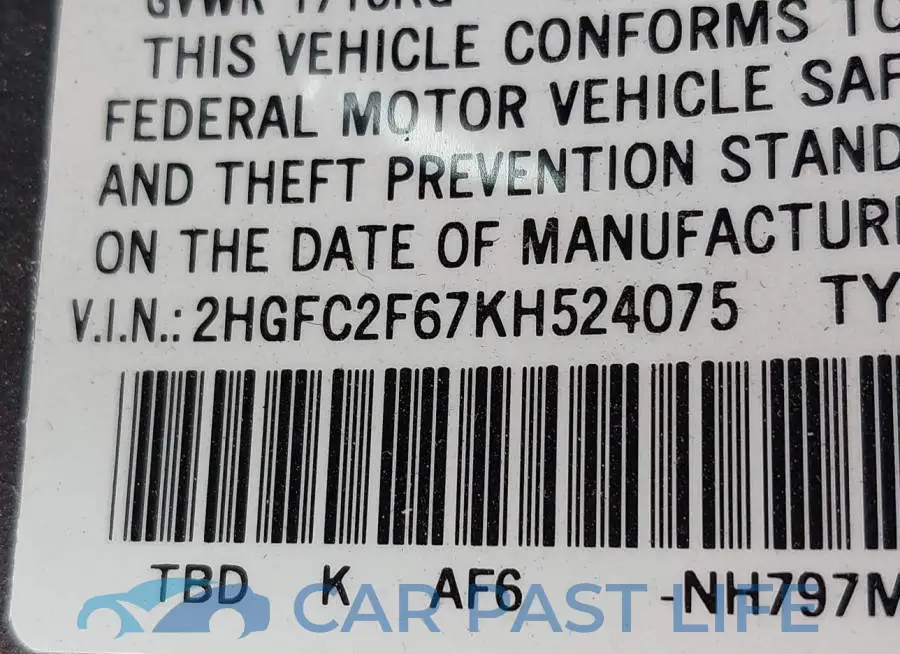 2HGFC2F67KH524075# 9