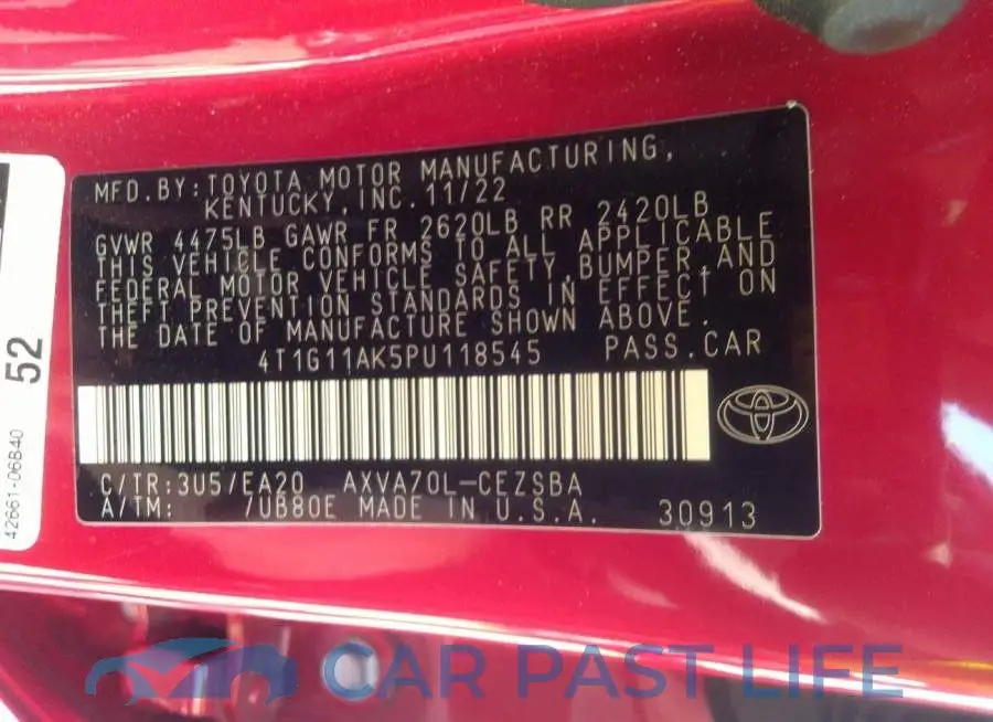 4T1G11AK5PU118545# 9