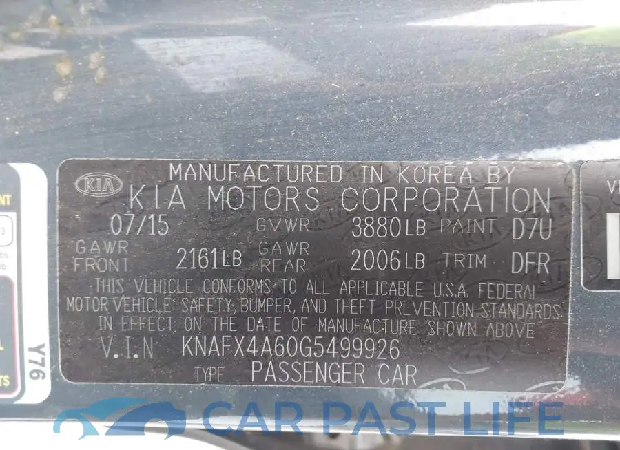 KNAFX4A60G5499926# 9