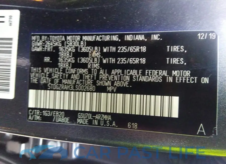 5TDGZRAH3LS002680# 9