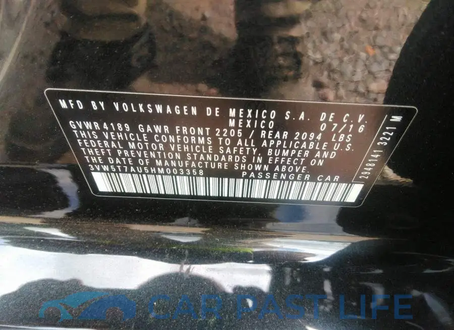 3VW5T7AU5HM003358# 9