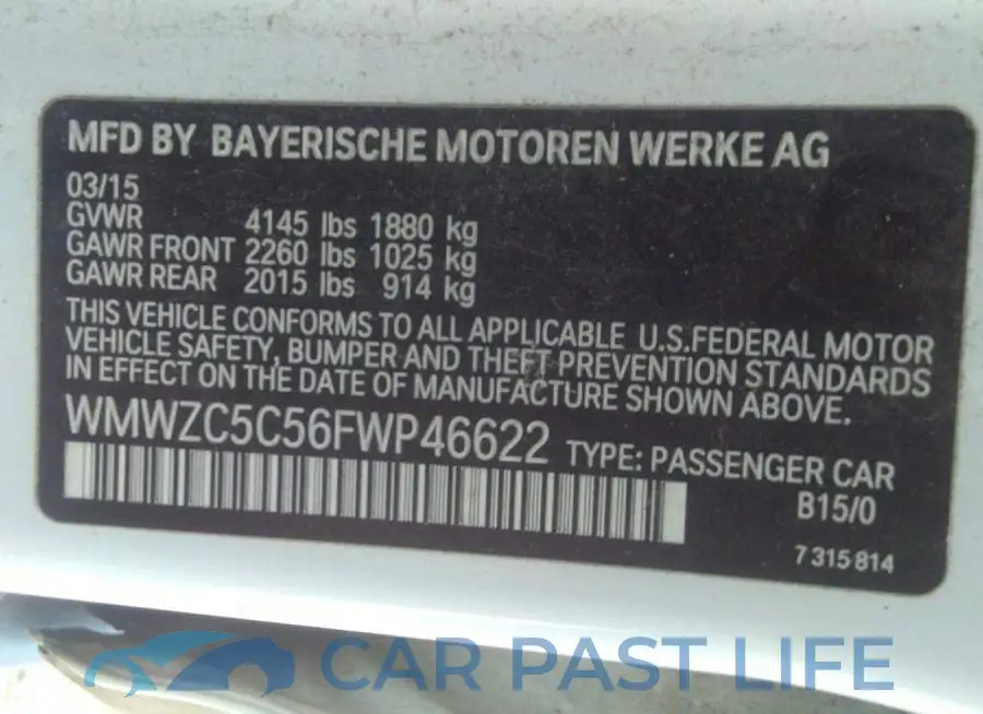 WMWZC5C56FWP46622# 9