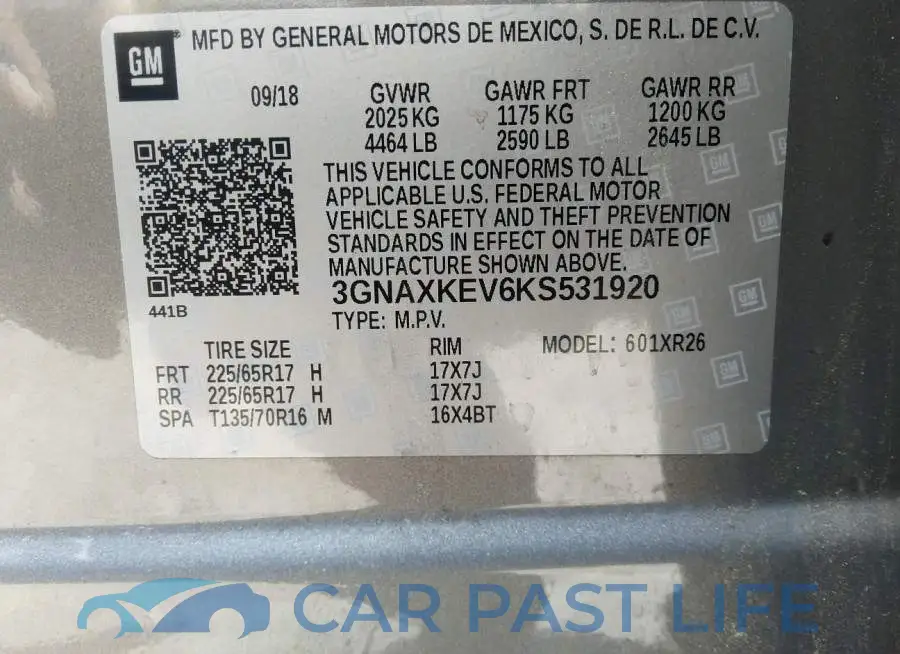 3GNAXKEV6KS531920# 9