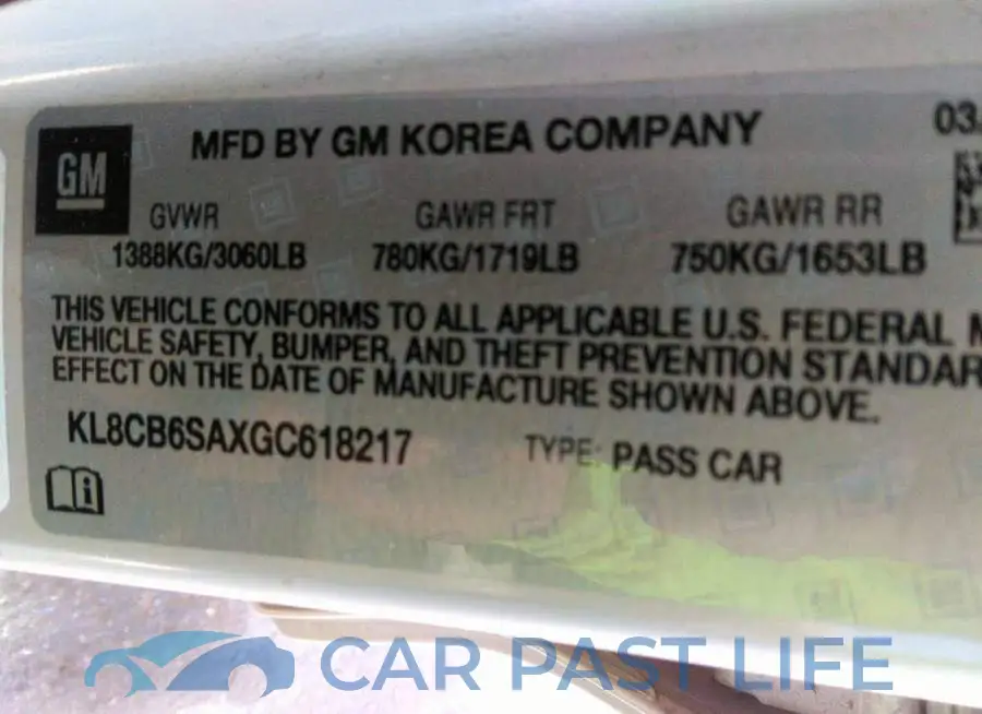 KL8CB6SAXGC618217# 9
