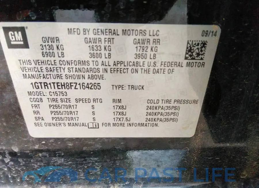 1GTR1TEH8FZ164265# 9
