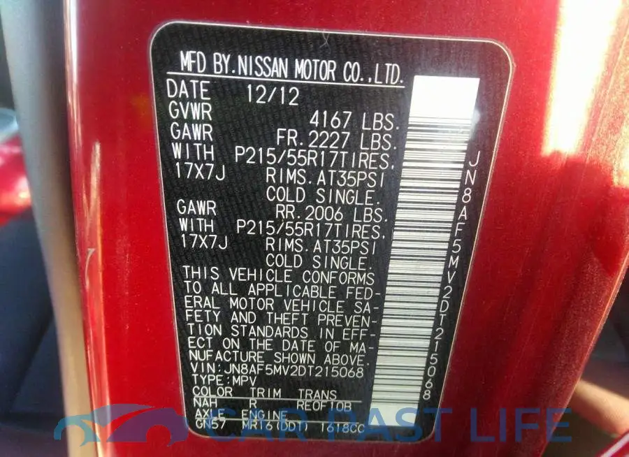 JN8AF5MV2DT215068# 9