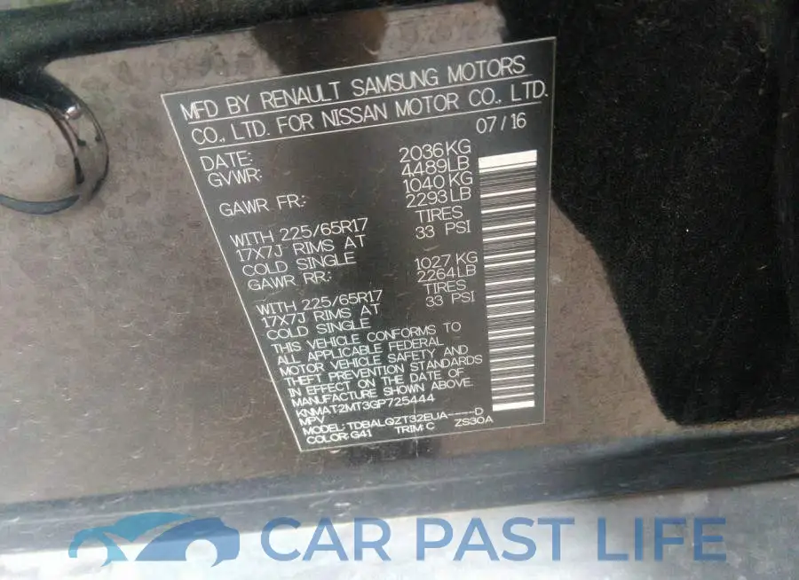 KNMAT2MT3GP725444# 9