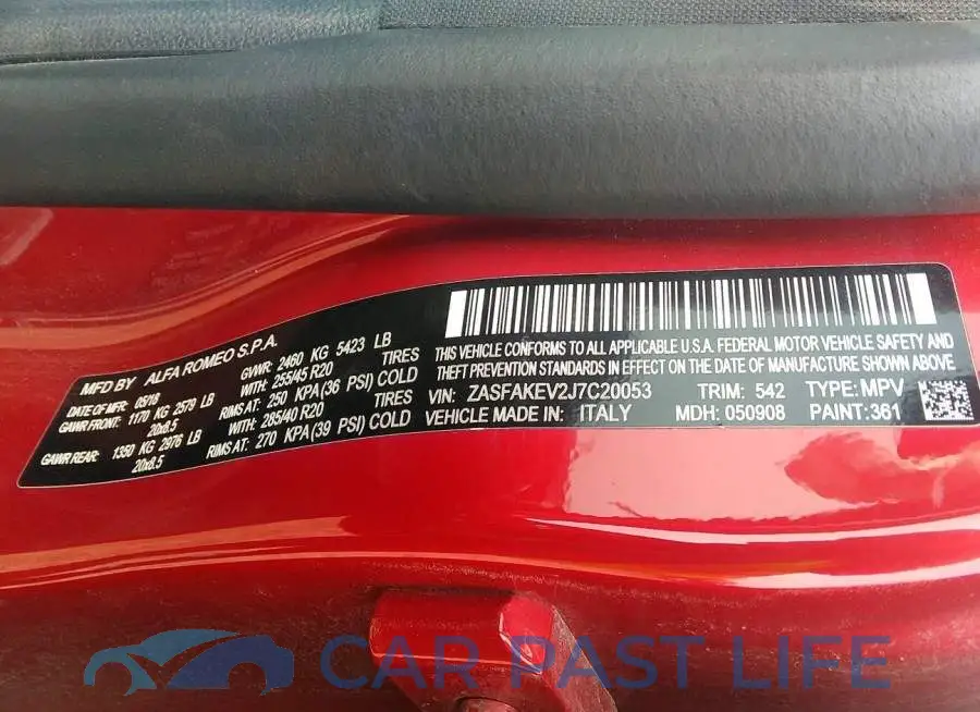 ZASFAKEV2J7C20053# 9