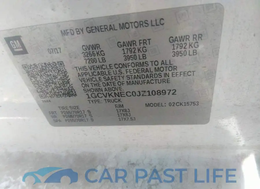 1GCVKNEC0JZ108972# 9