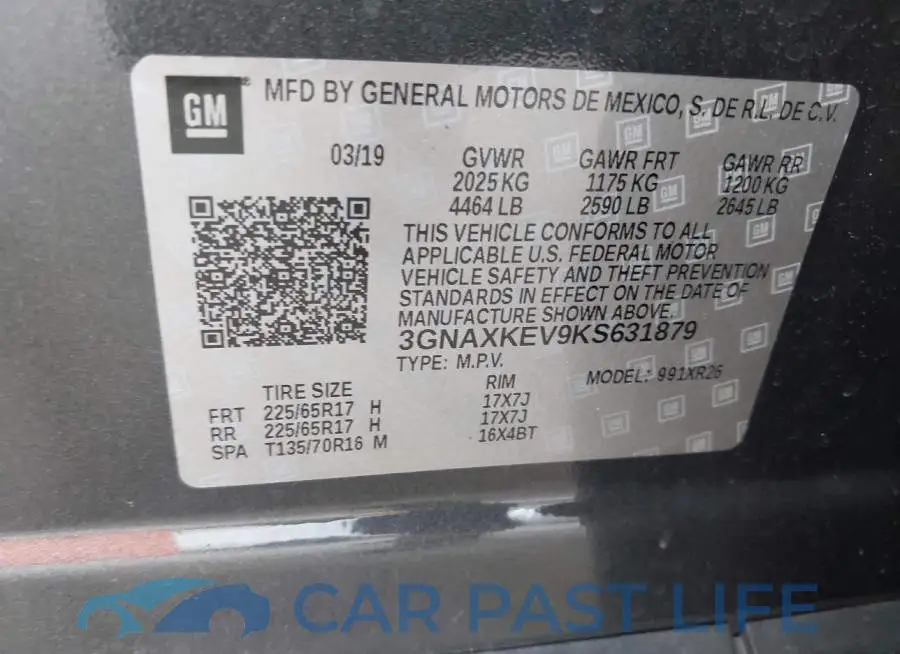 3GNAXKEV9KS631879# 9