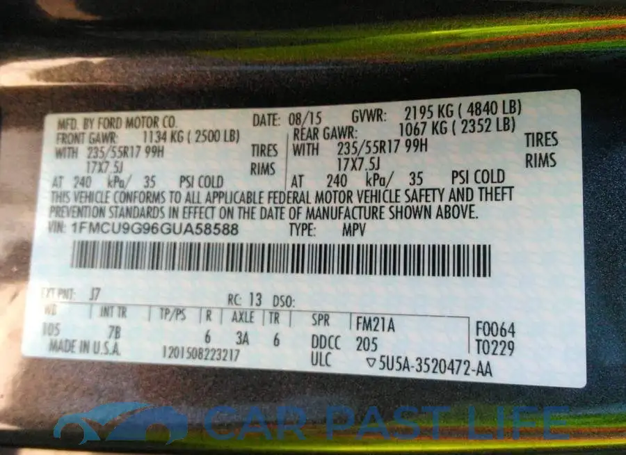 1FMCU9G96GUA58588# 9
