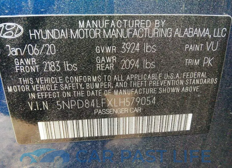 5NPD84LFXLH579054# 9
