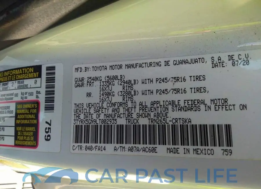 3TYRX5GN9LT002935# 9