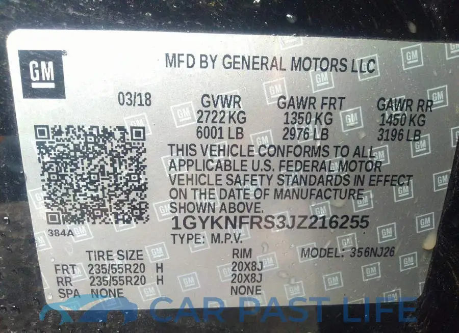 1GYKNFRS3JZ216255# 9