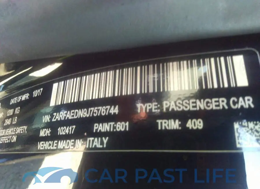 ZARFAEDN9J7576744# 9
