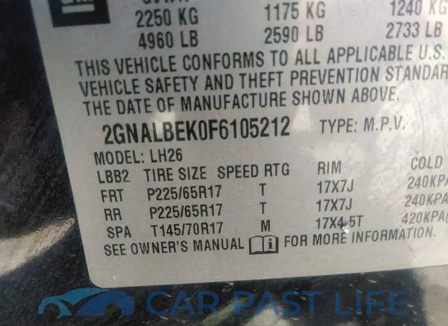 2GNALBEK0F6105212# 9