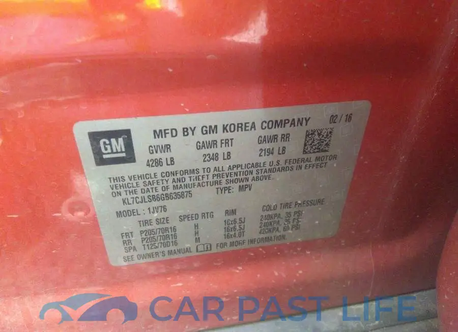 KL7CJLSB6GB635875# 9