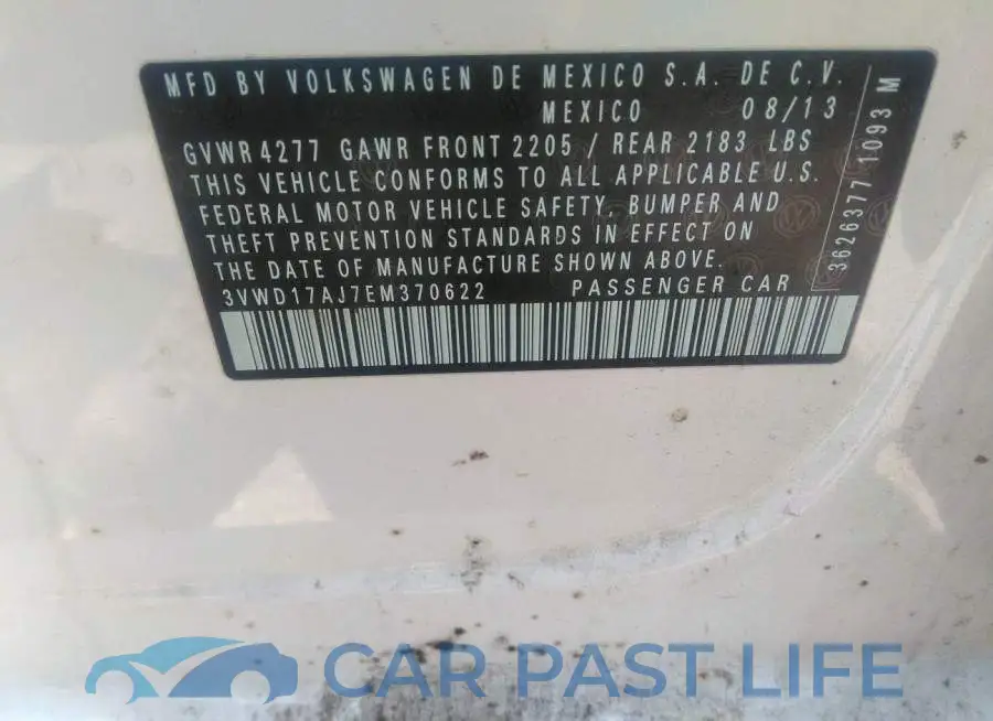 3VWD17AJ7EM370622# 9