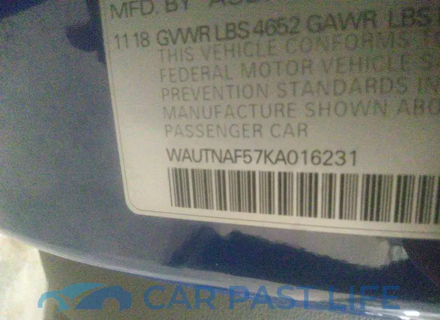 WAUTNAF57KA016231# 9