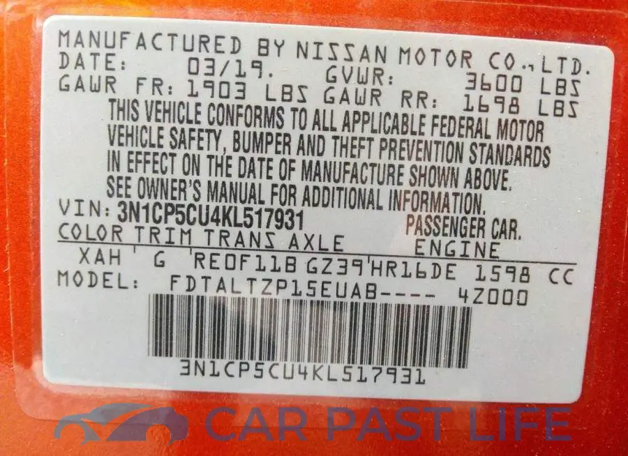 3N1CP5CU4KL517931# 9