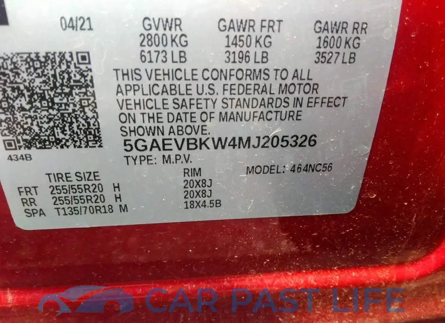 5GAEVBKW4MJ205326# 9