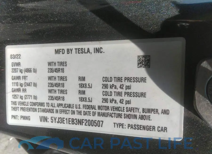 5YJ3E1EB3NF200507# 9