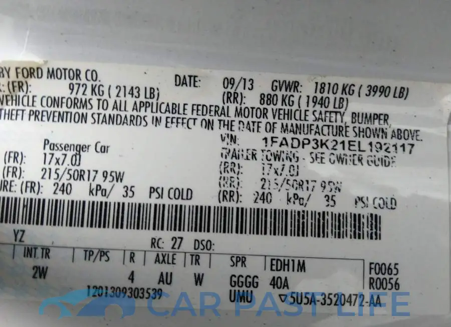 1FADP3K21EL192117# 9