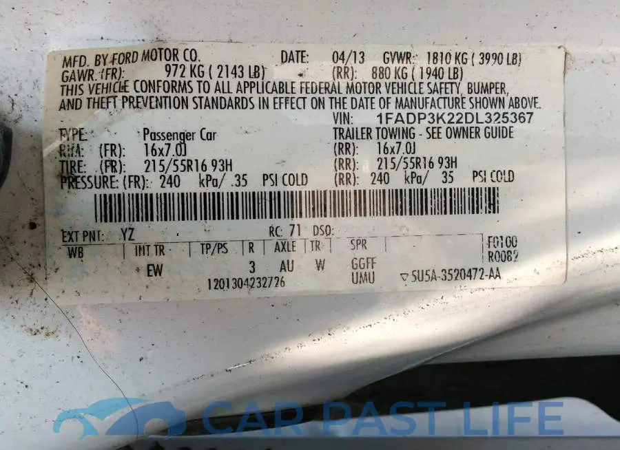 1FADP3K22DL325367# 9