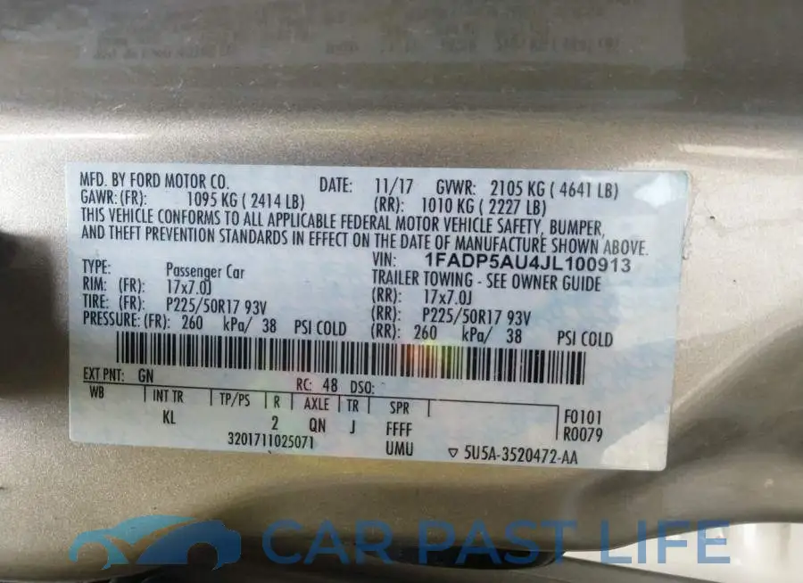 1FADP5AU4JL100913# 9