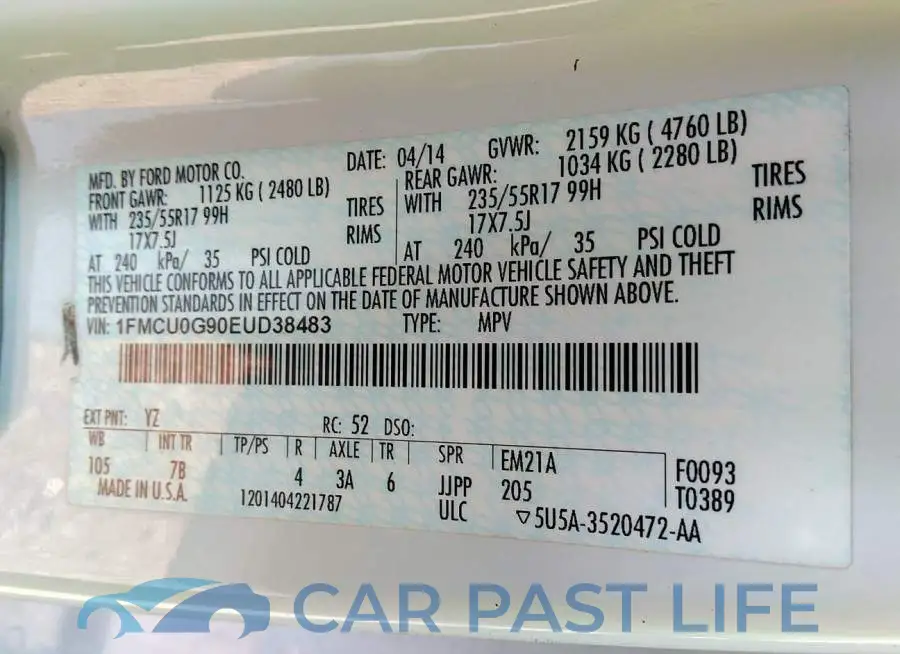 1FMCU0G90EUD38483# 9