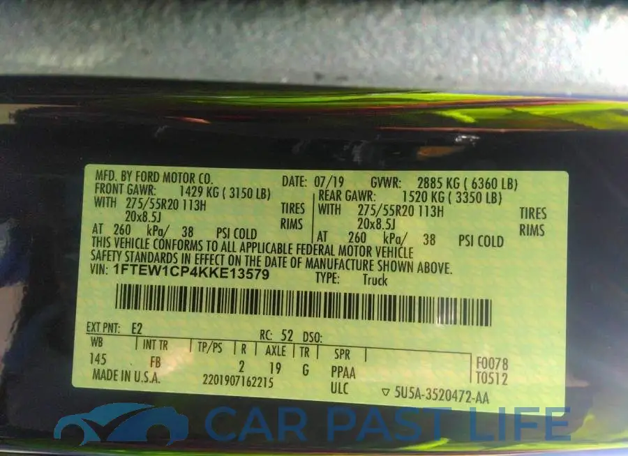 1FTEW1CP4KKE13579# 9