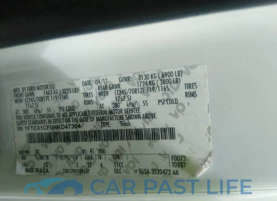 1FTEX1CF0HKD47304# 9
