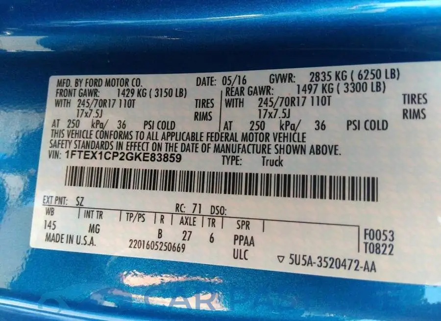 1FTEX1CP2GKE83859# 9