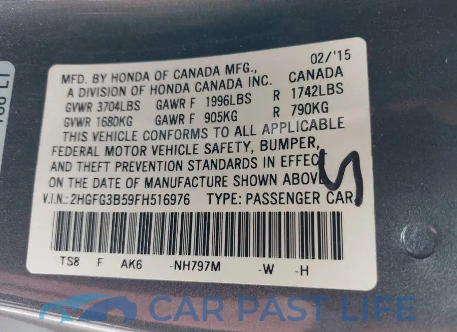 2HGFG3B59FH516976# 9
