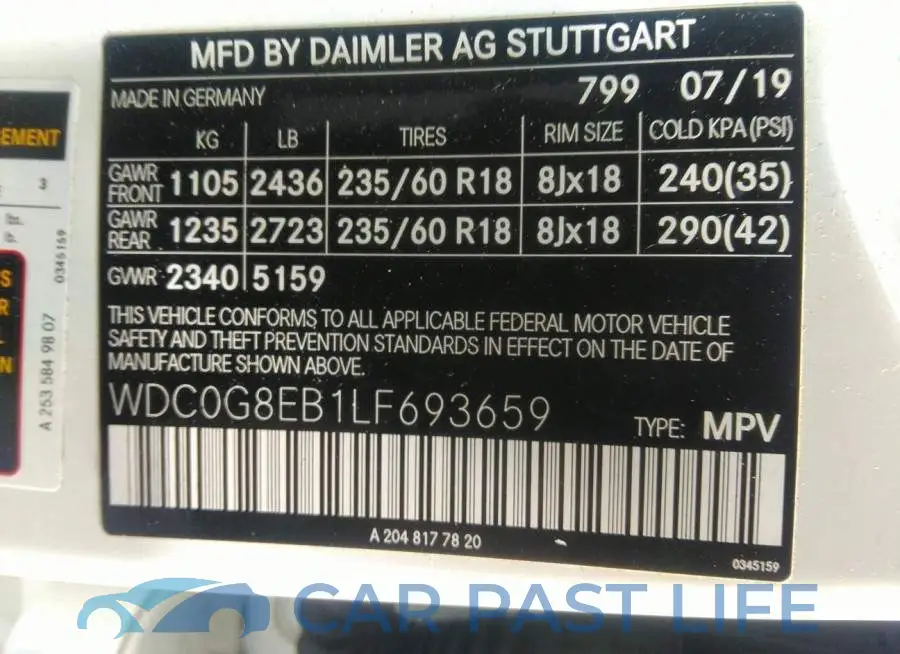 WDC0G8EB1LF693659# 9