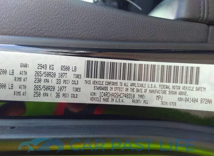 1C4RDHAG5HC748310# 9
