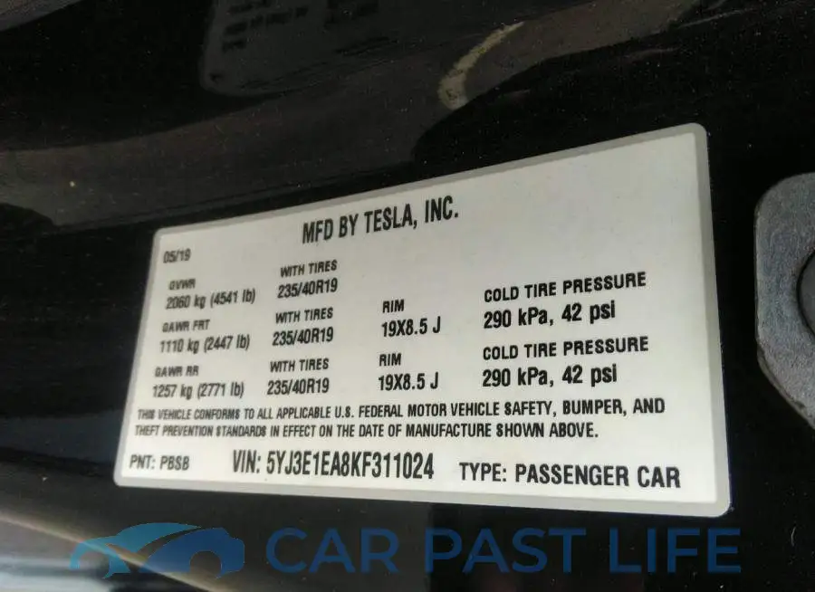 5YJ3E1EA8KF311024# 9