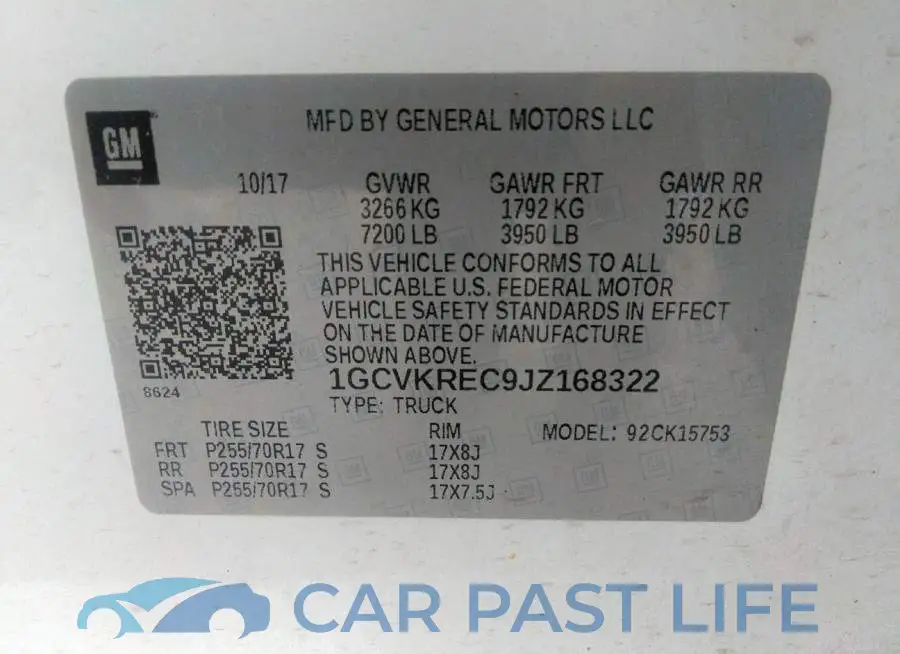 1GCVKREC9JZ168322# 9