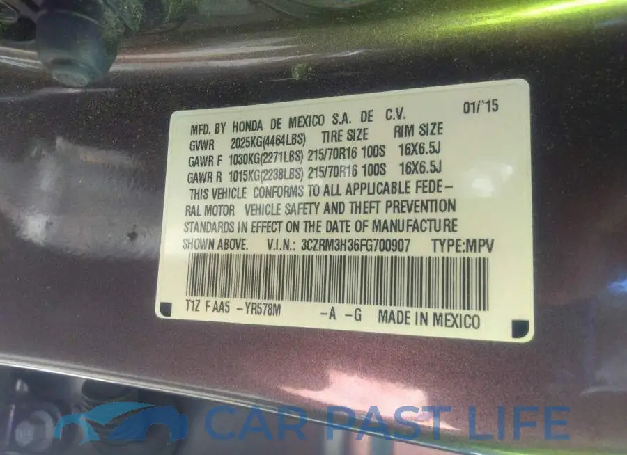 3CZRM3H36FG700907# 9