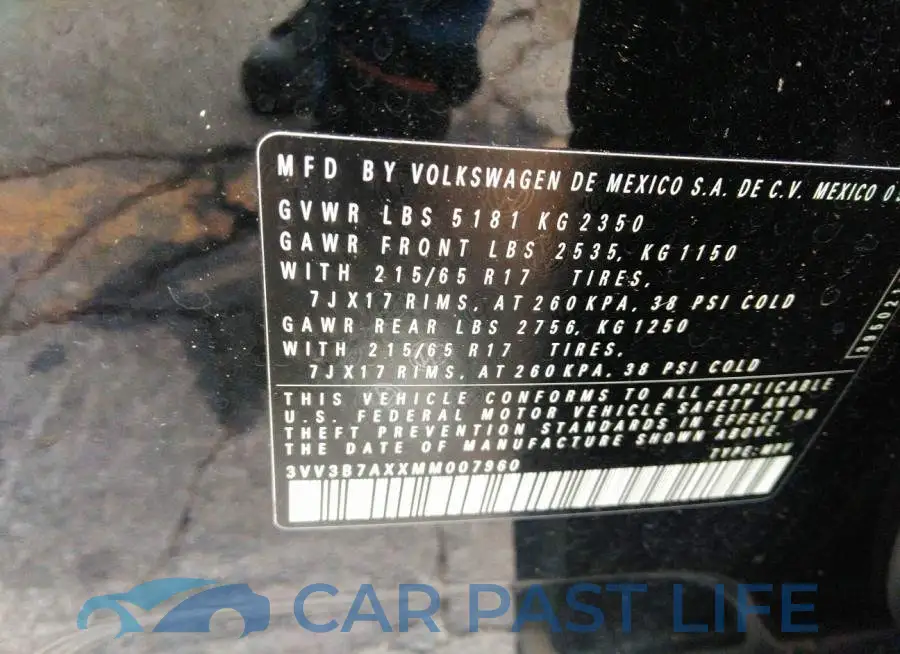 3VV3B7AXXMM007960# 9
