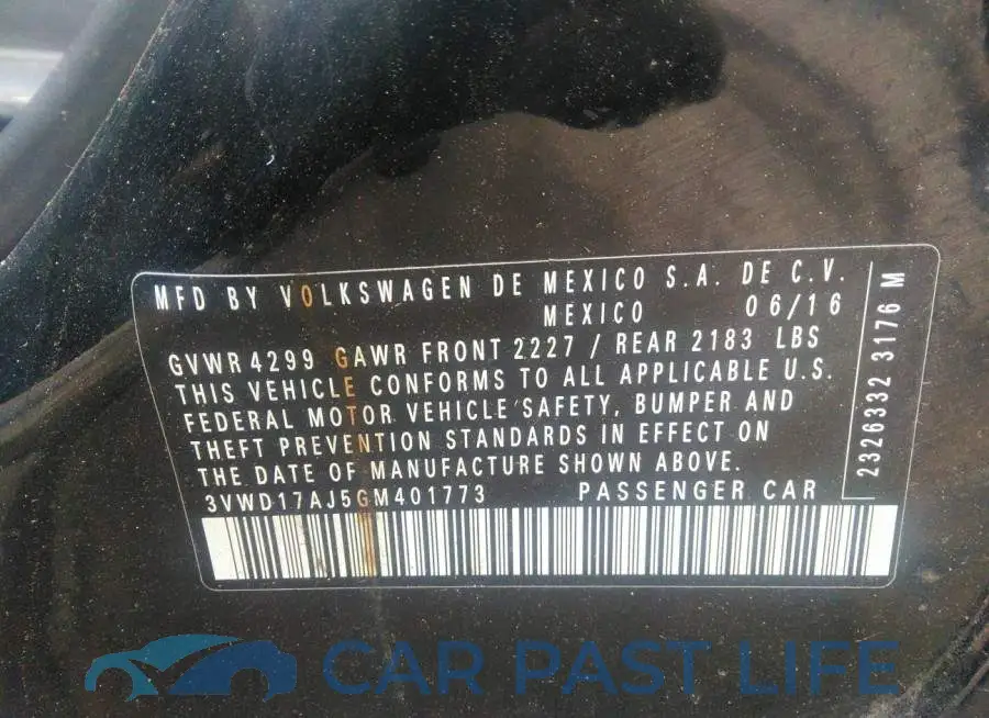 3VWD17AJ5GM401773# 9
