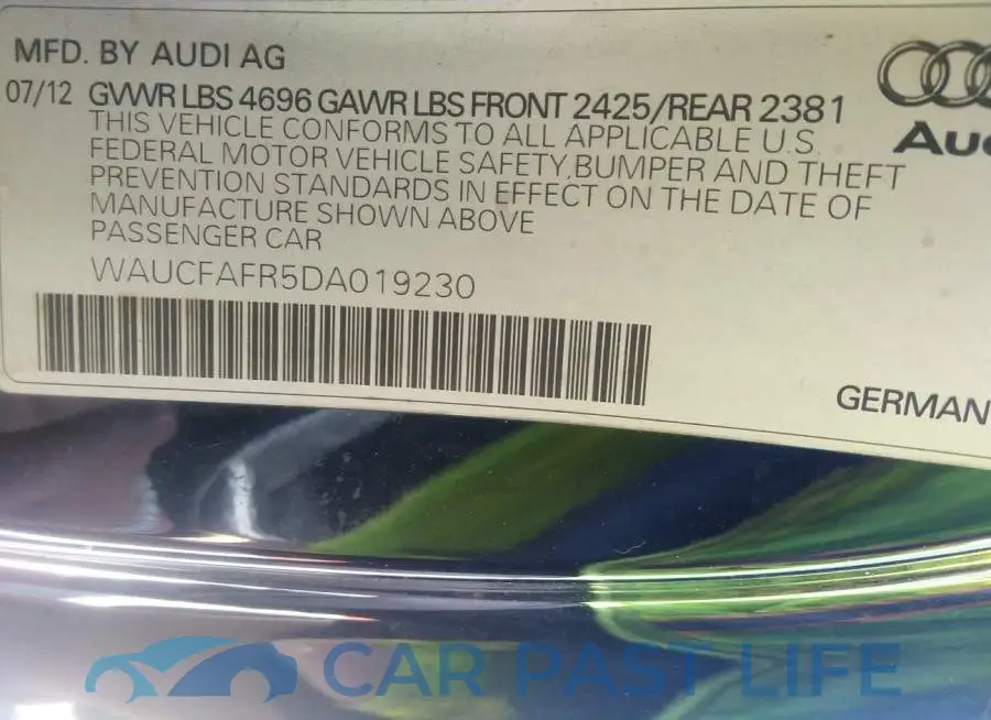 WAUCFAFR5DA019230# 9