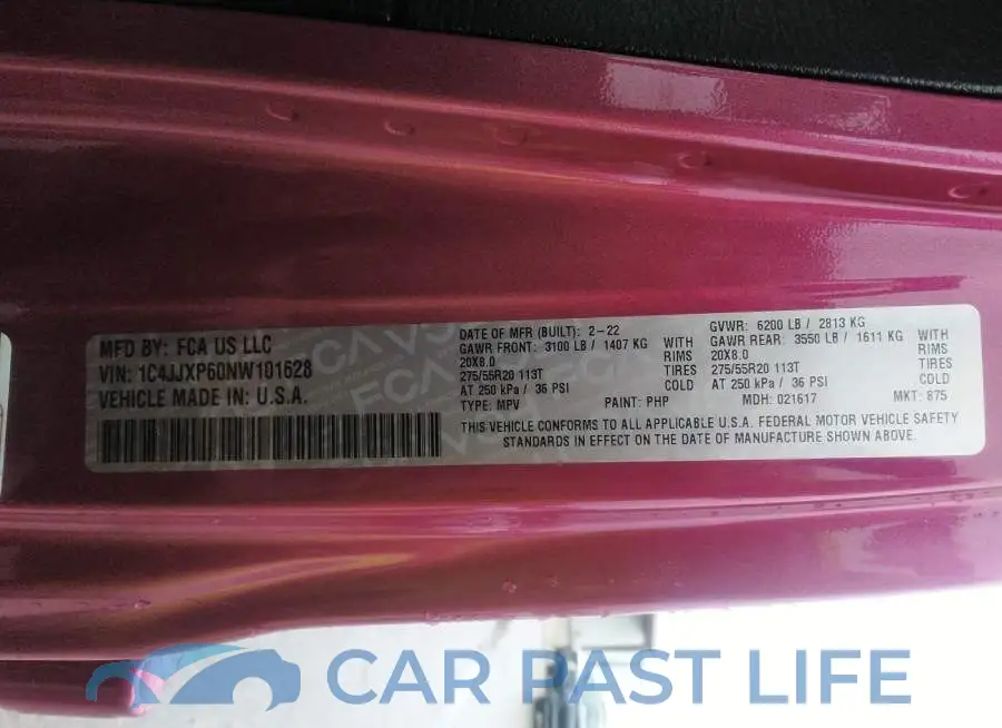 1C4JJXP60NW101628# 9