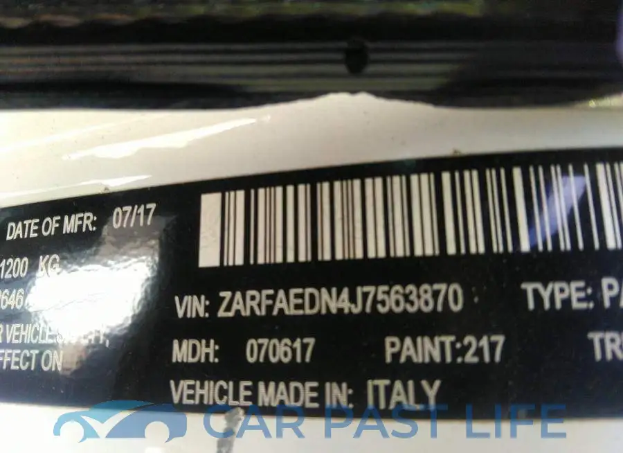 ZARFAEDN4J7563870# 9