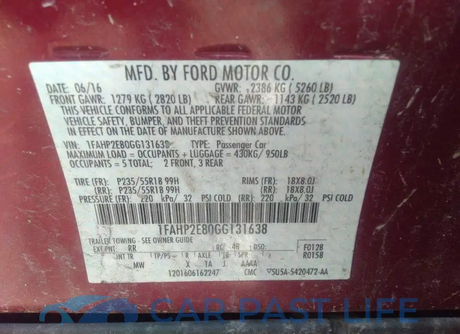 1FAHP2E80GG131638# 9