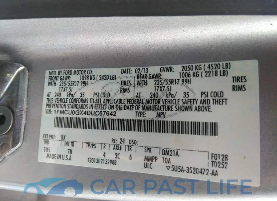 1FMCU0GX4DUC67642# 9