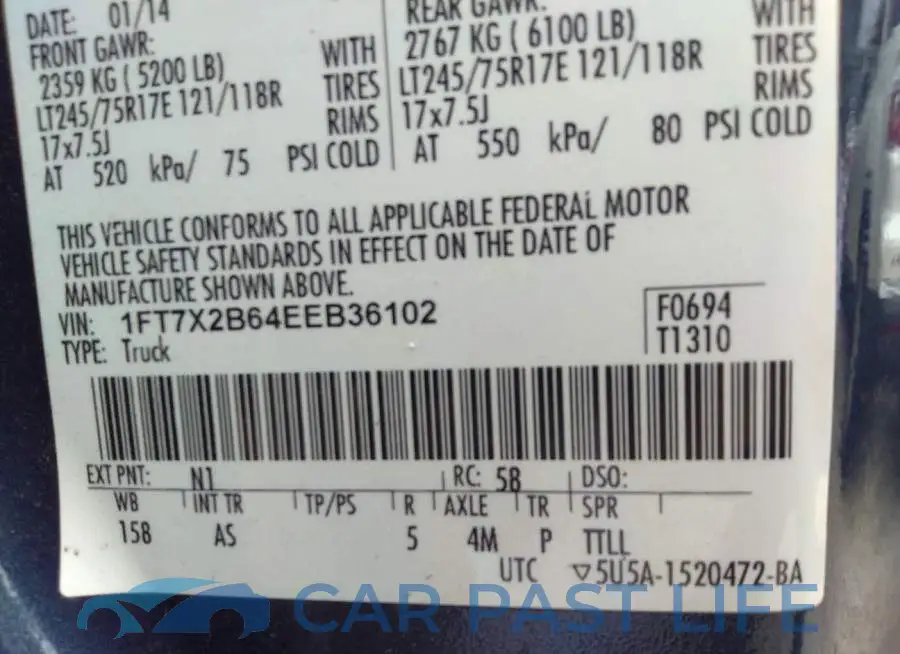1FT7X2B64EEB36102# 9