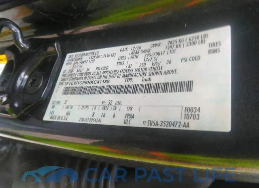 1FTEW1CP6HKC41189# 9